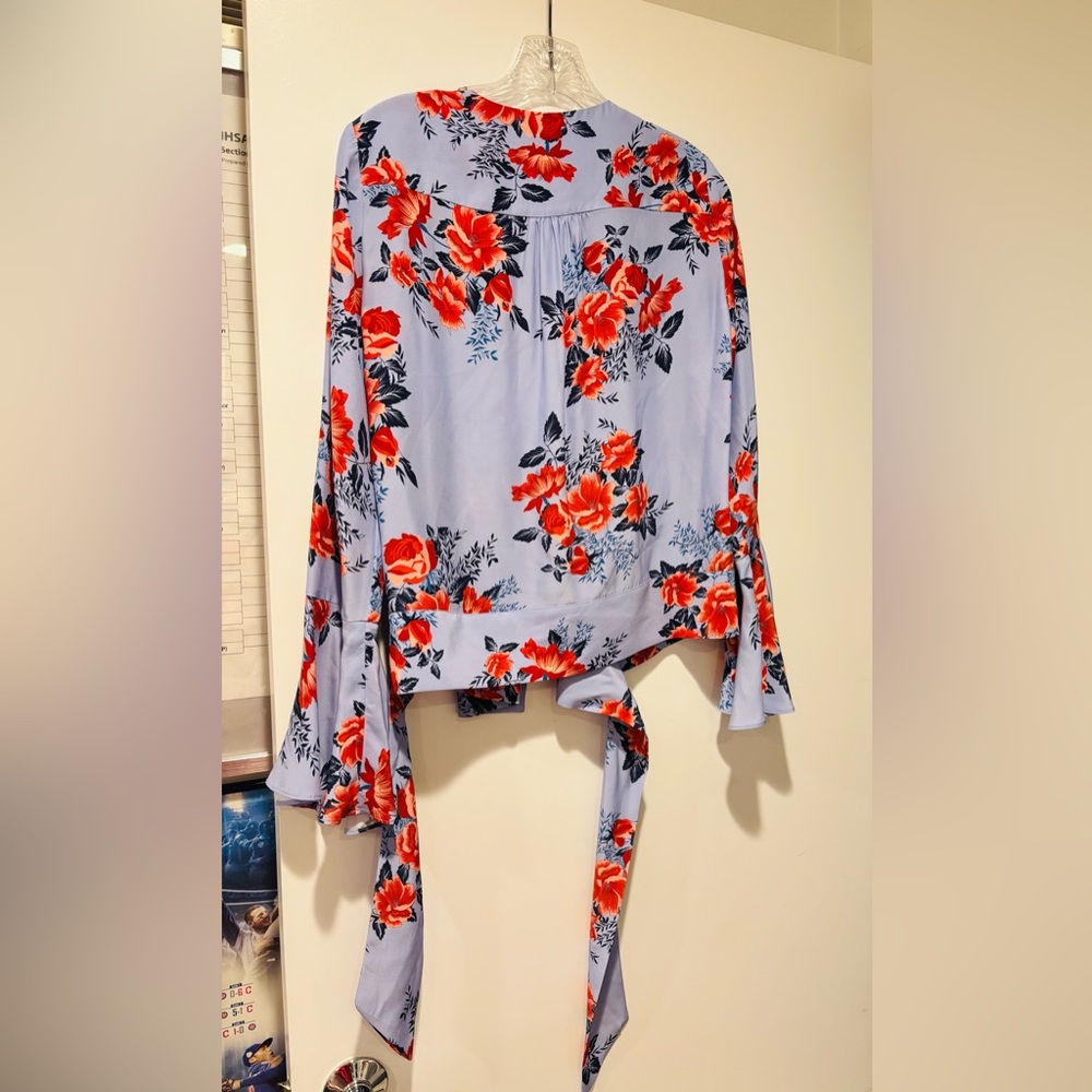 PARKER Blue Floral Blouse with Red Accents - Picture 4 of 4